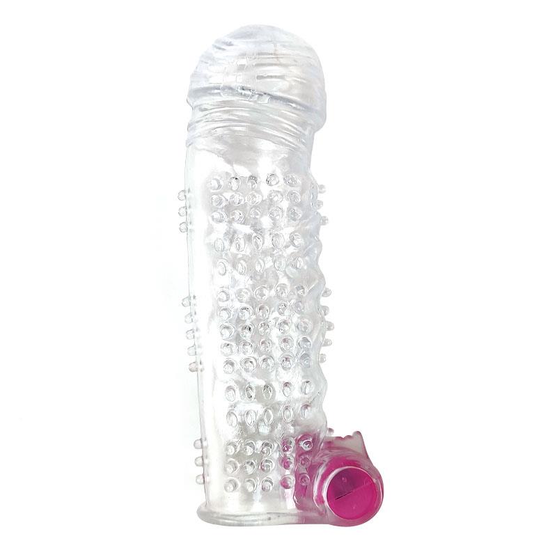 MANGA PENIANA TEXTURIZADA COM BULLET VIBRATÓRIO TRANSPARENTE