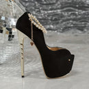 SAPATO DE SALTO ALTO 16,3 CM PRETO DE VELUDO