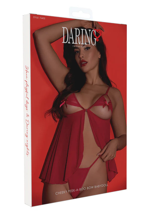 BABYDOLL VERMELHO CHEEKY COM TANGA