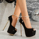 SAPATO DE SALTO ALTO 16,3 CM PRETO DE VELUDO