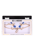 PINÇAS PARA MAMILOS DOURADAS COM A PALAVRA "COUGAR"