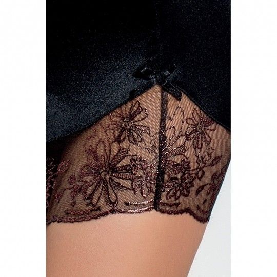 CAMISA DE NOITE E TANGA BRIDA PRETO PASSION