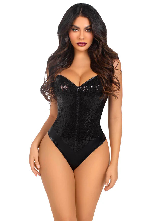 BODY COM LANTEJOULAS PRETO
