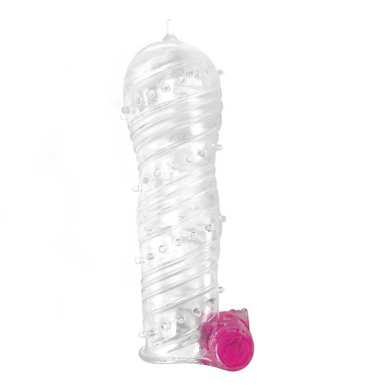 MANGA PENIANA TEXTURIZADA COM BULLET VIBRATÓRIO TRANSPARENTE
