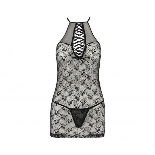 CAMISA DE NOITE E TANGA AZALIA PRETO EROTIC LINE PASSION