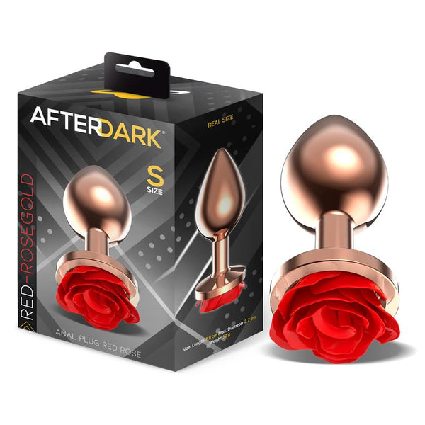 PLUG ANAL AFTERDARK ROSÉ OURO COM ROSA VERMELHA