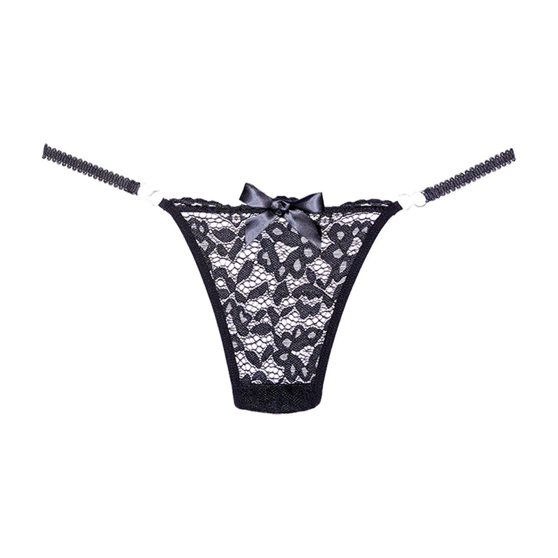 TANGA PRETA LACE THONG TAM. ÚNICO