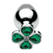 PLUG METALICO COM PEDRA VERDE EM FORMA DE TREVO