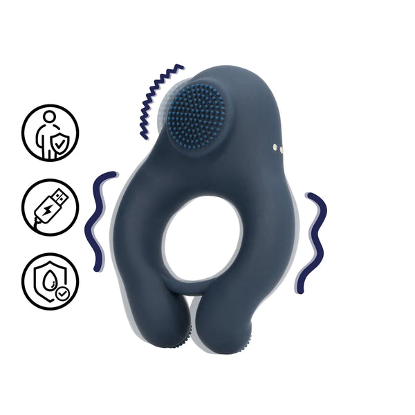 ANEL VIBRATÓRIO COM ESTIMULAÇÃO CLITORIANA AZUL ÍNDIGO