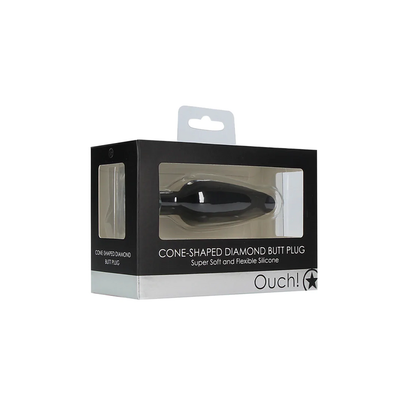 BUTT PLUG DE SILICONE COM BRILHANTE TRANSPARENTE