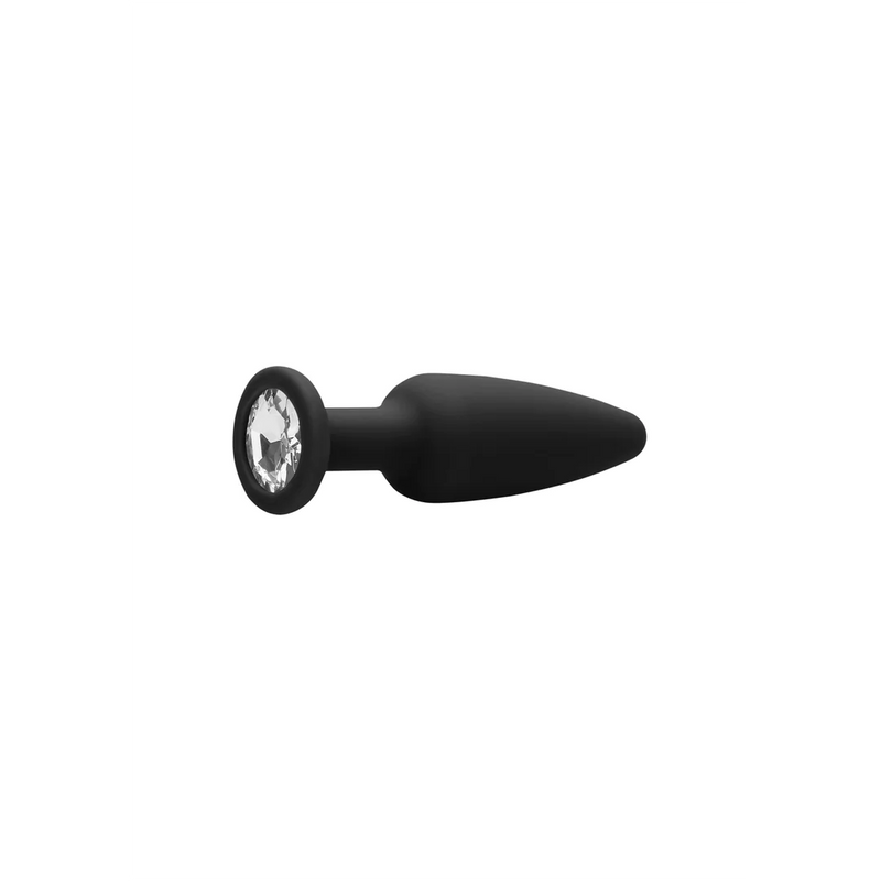 BUTT PLUG DE SILICONE COM BRILHANTE TRANSPARENTE