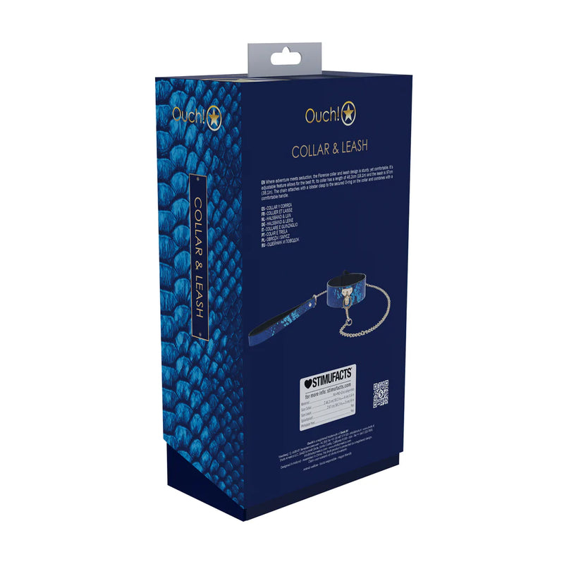 COLEIRA COM TRELA FLORENCE COLLECTION AZUL OUCH!