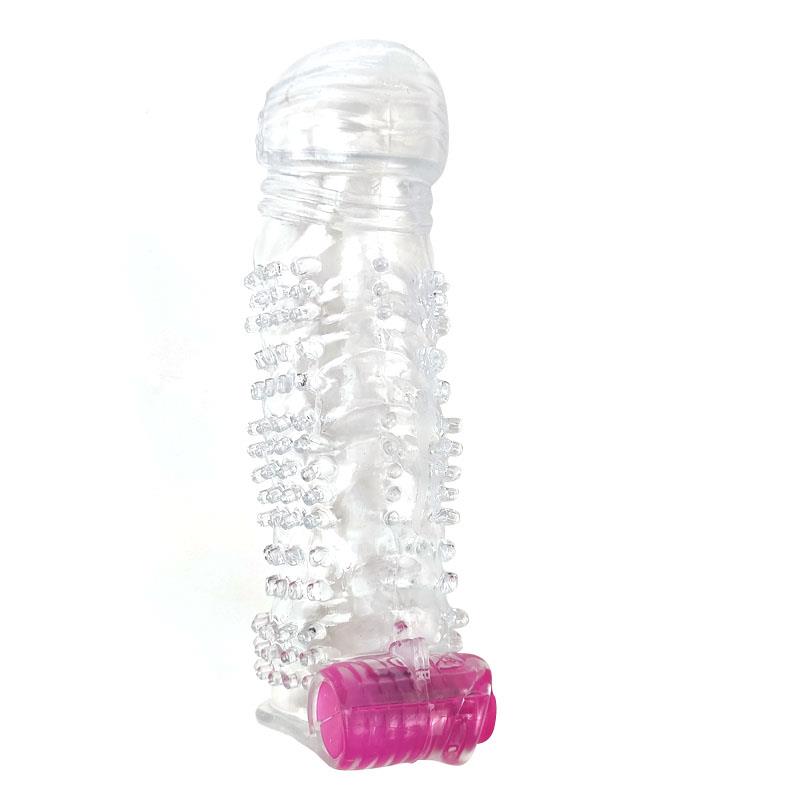 MANGA PENIANA TEXTURIZADA COM BULLET VIBRATÓRIO TRANSPARENTE