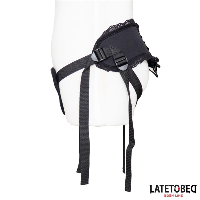 ARNÊS DE RENDA COM TIRA E ANEL DE SILICONE AJUSTÁVEL