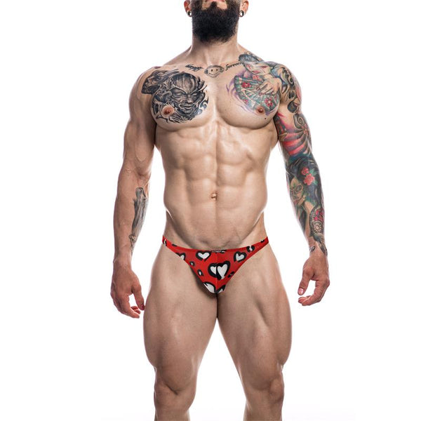 CUECA CAVADA C4M11 VERMELHA COM CORAÇÕES