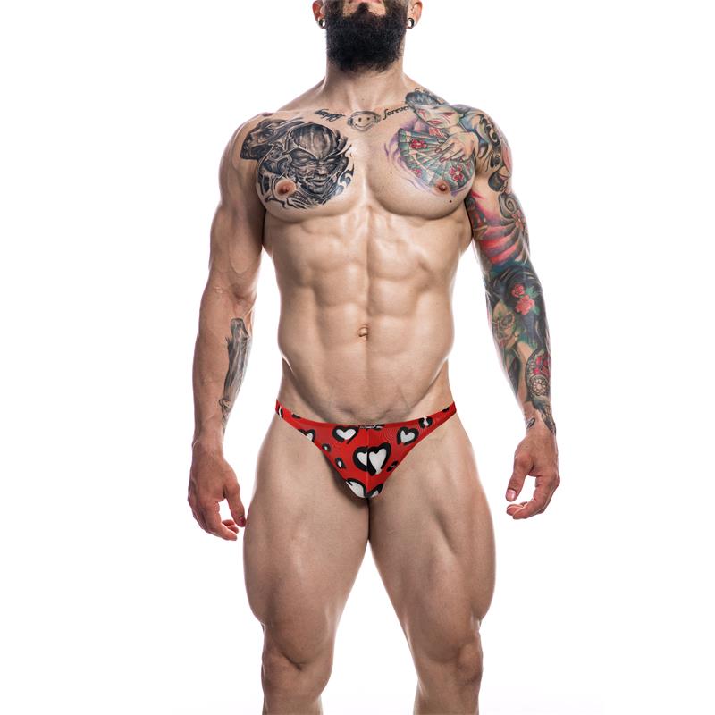 CUECA CAVADA C4M11 VERMELHA COM CORAÇÕES