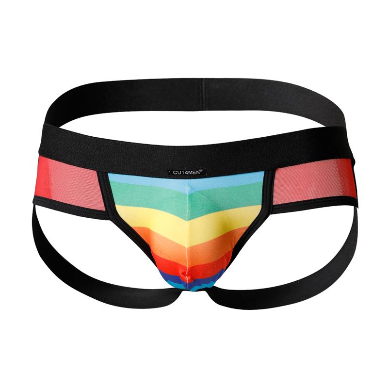 JOCKSTRAP COM TRANSPARÊNCIAS EM ARCO-ÍRIS