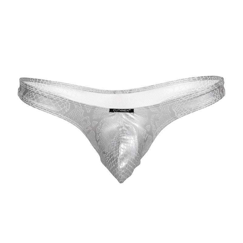 TANGA COM PUSH UP CROCODILO PRATEADA