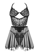 CAMISA DE NOITE E TANGA DARK MIRAGE PRETA BEAUTY NIGHT FASHION