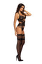 CORPETE E TANGA LACE TEMPTATION PRETO BEAUTY NIGHT FASHION
