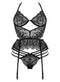 CORPETE E TANGA LACE TEMPTATION PRETO BEAUTY NIGHT FASHION