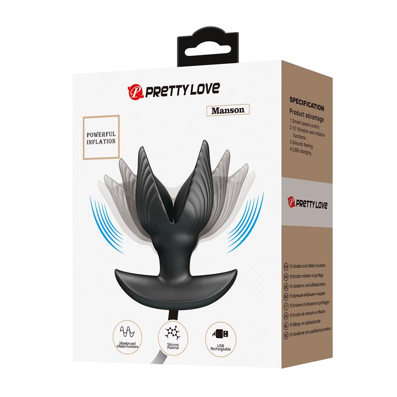 PRETTYLOVE MANSON PLUG ANAL INSUFLÁVEL COM VIBRAÇÃO