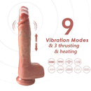 VIBRADOR DE SILICONE COM AQUECIMENTO E MOVIMENTO PARA CIMA E PARA BAIXO