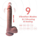 VIBRADOR DE SILICONE COM AQUECIMENTO E MOVIMENTO PARA CIMA E PARA BAIXO 28CM