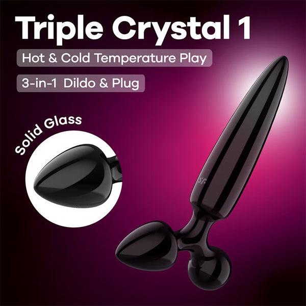 DILDO DE VIDRO COM PLUG TRIPLE CRYSTAL 1 SATISFYER