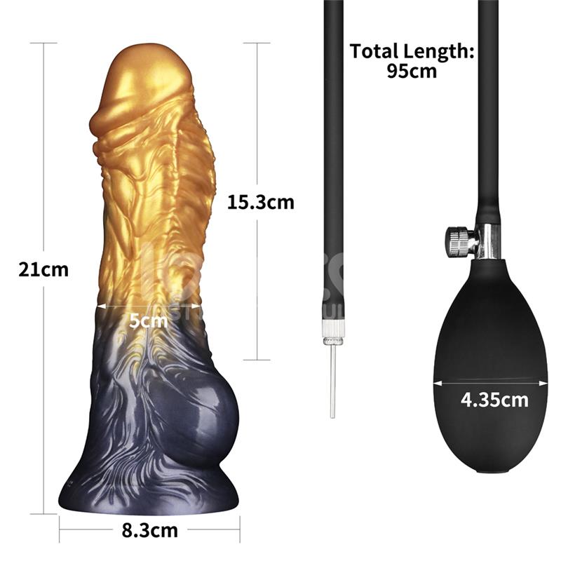 DILDO INSUFLÁVEL SILICONE DUPLA DENSIDADE 8"