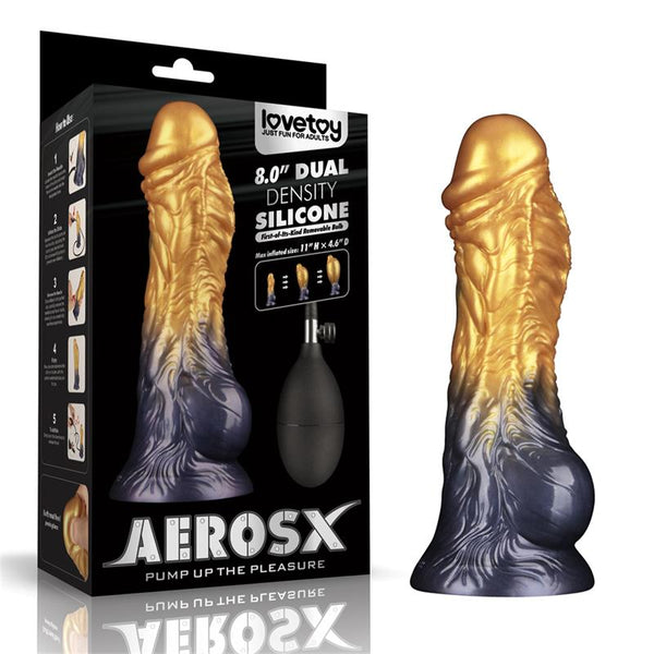 DILDO INSUFLÁVEL SILICONE DUPLA DENSIDADE 8"