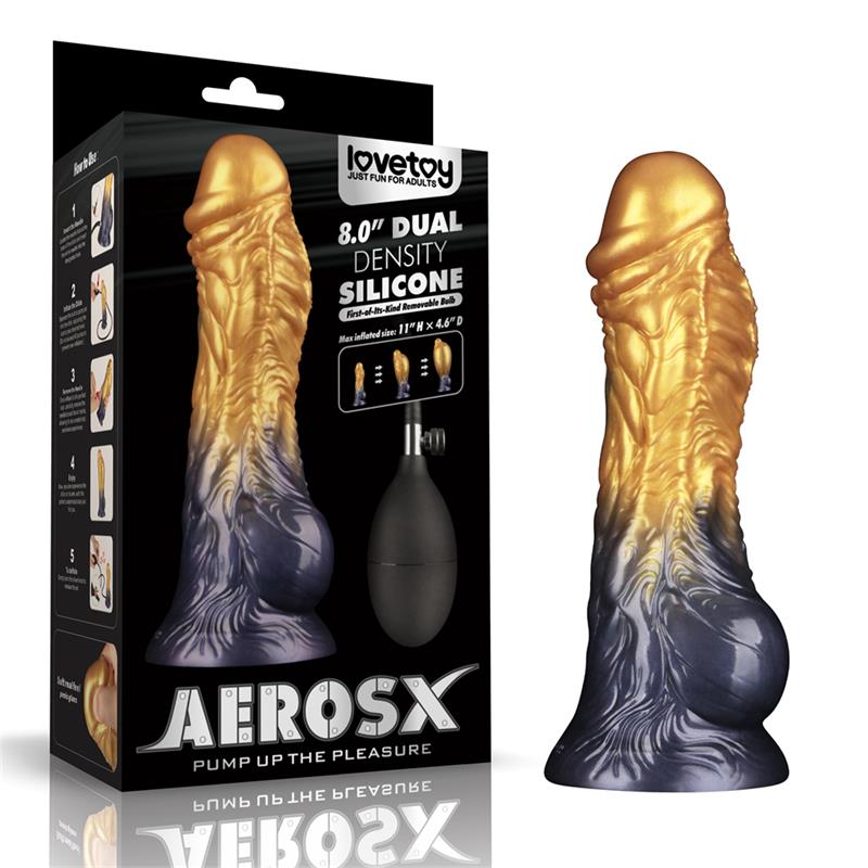 DILDO INSUFLÁVEL SILICONE DUPLA DENSIDADE 8"