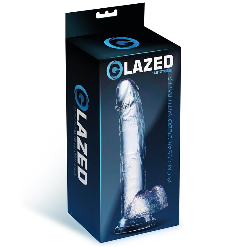 DILDO REALISTA COM TESTICULOS CRYSTAL GLAZED 18 CM