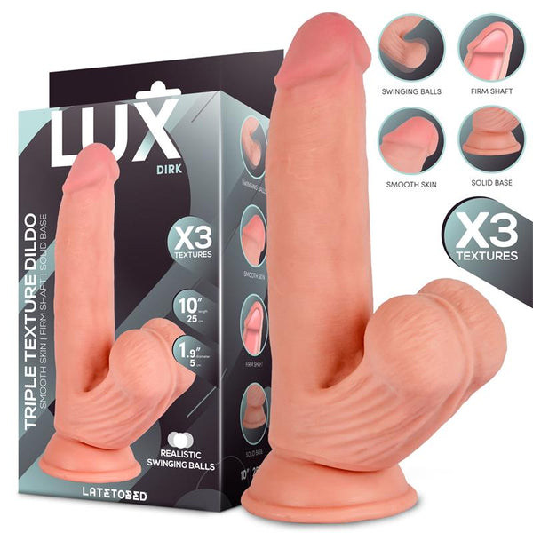 DILDO DIRK TRIPLA DENSIDADE COM TESTÍCULOS OSCILANTES 10"