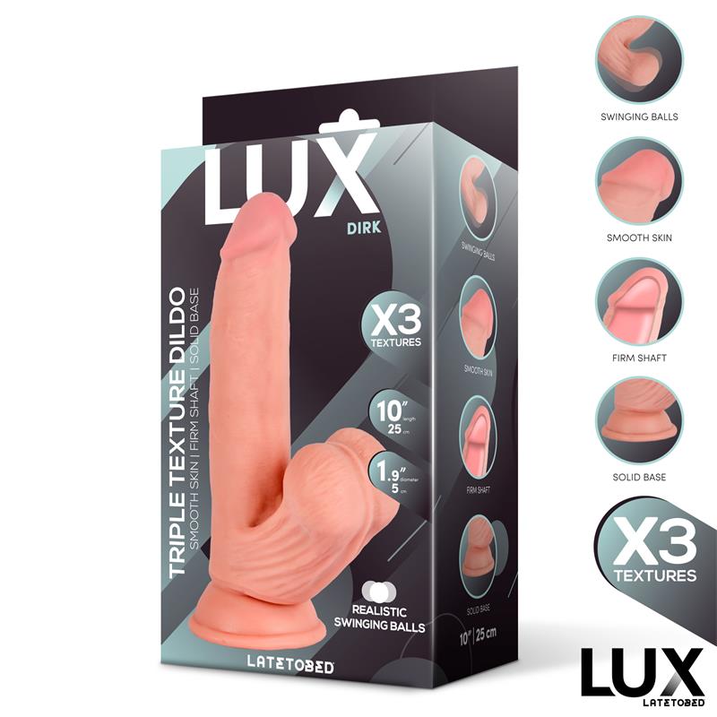 DILDO DIRK TRIPLA DENSIDADE COM TESTÍCULOS OSCILANTES 10"