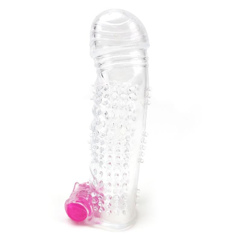 MANGA PENIANA TEXTURIZADA COM BULLET VIBRATÓRIO TRANSPARENTE