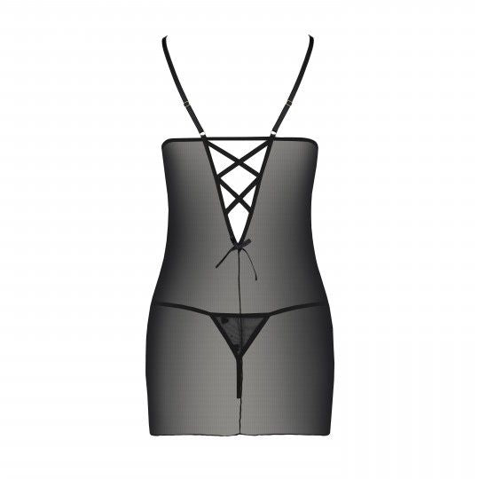 CAMISA DE NOITE E TANGA LOVELIA PRETO PASSION