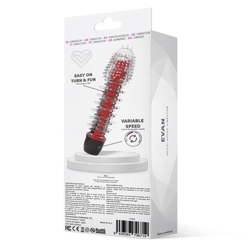 VIBRADOR EVAN MULTI VELOCIDADE VERMELHO