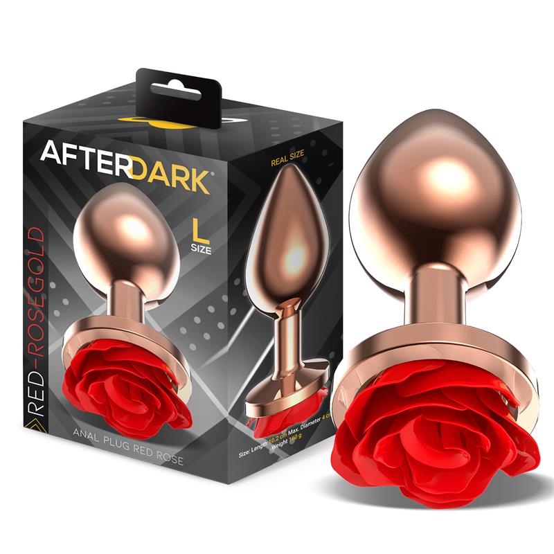 PLUG ANAL AFTERDARK ROSÉ OURO COM ROSA VERMELHA