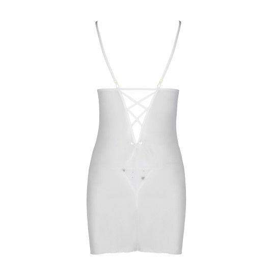 CAMISA DE NOITE E TANGA LOVELIA BRANCO PASSION
