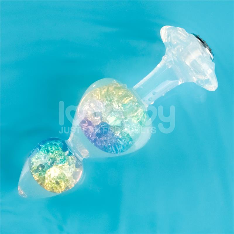PLUG ANAL GEMORIA EM SILICONE COM ESFERAS DE CRISTAL