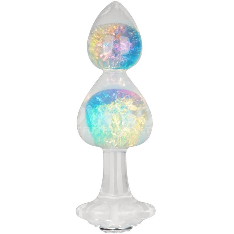 PLUG ANAL GEMORIA EM SILICONE COM ESFERAS DE CRISTAL