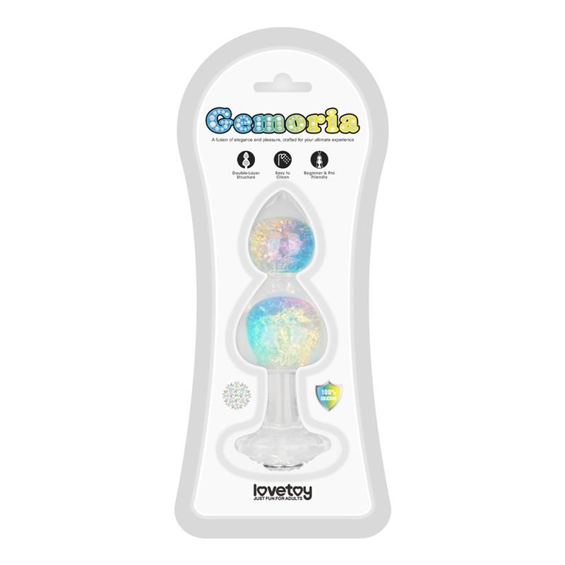 PLUG ANAL GEMORIA EM SILICONE COM ESFERAS DE CRISTAL