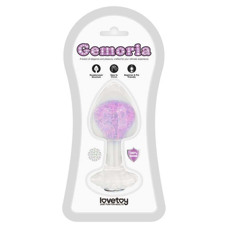 PLUG ANAL GEMORIA EM SILICONE COM ESFERA DE CRISTAL