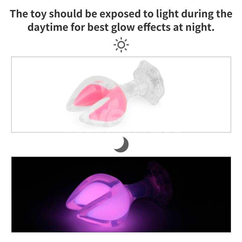 PLUG ANAL GEMORIA EM SILICONE COM PONTAS DUPLAS QUE BRILHAM NO ESCURO