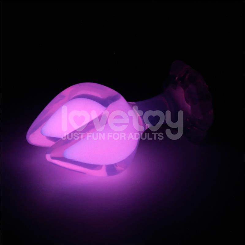 PLUG ANAL GEMORIA EM SILICONE COM PONTAS DUPLAS QUE BRILHAM NO ESCURO