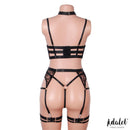 CONJUNTO HYACINTH PRETO 4 PCS COM LIGUEIRO
