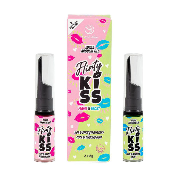 GEL EXCITANTE COMESTÍVEL FLIRTY KISS - MORANGO E HORTELÃ 16G