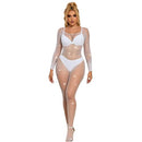 CATSUIT BRANCO EM REDE COM BRILHANTES TAM. ÚNICO