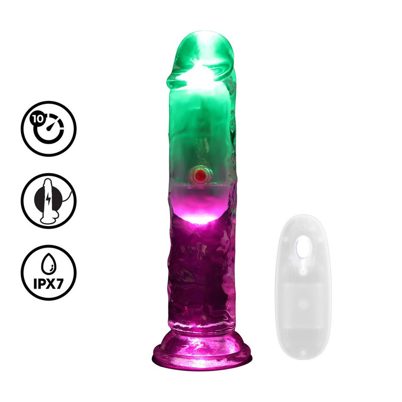 VIBRADOR TRANSPARENTE COM LED 6" / 15 CM